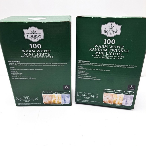 Holiday Time 100 Warm White Mini Lights LED Indoor/Outdoor‎ 22.4 ft Green Wire - Picture 2 of 6